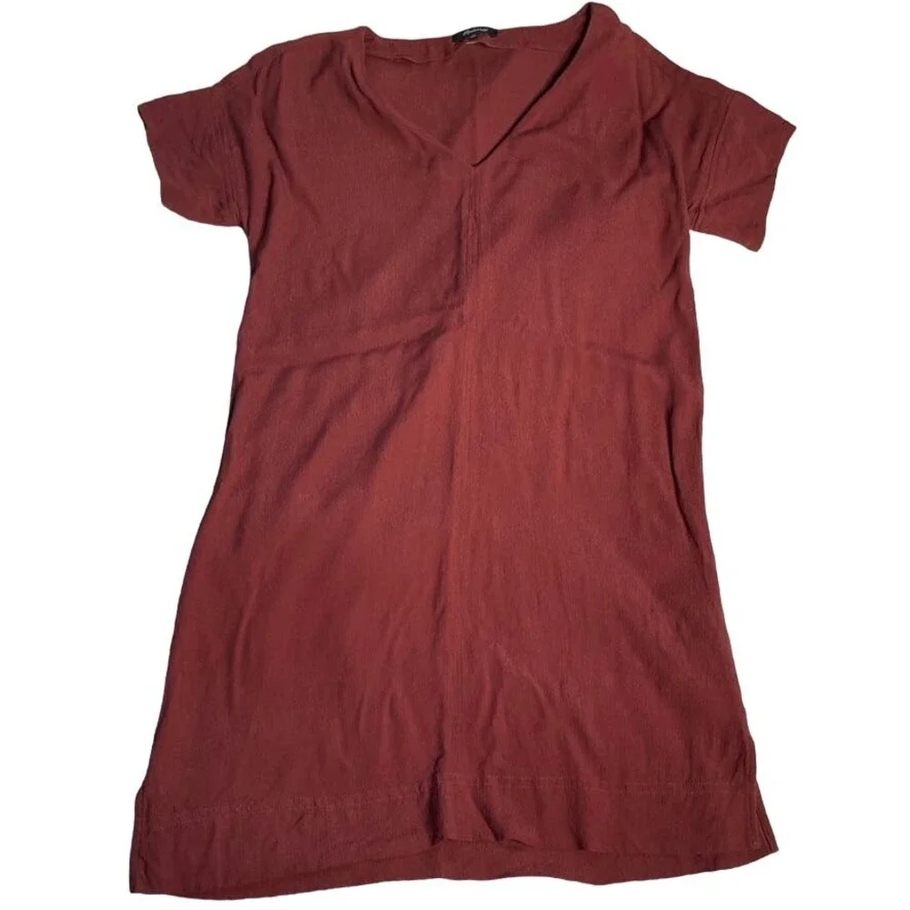 Madewell Novel Burgundy Viscose Blend V Neck Short Sleeve‎ Casual Dress XS